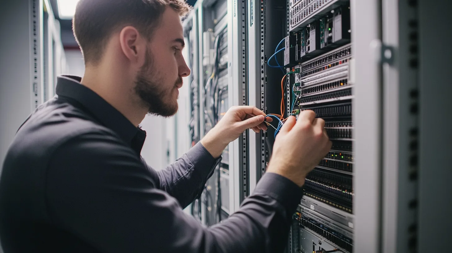 TC EDV Techniker bei der Arbeit am Server